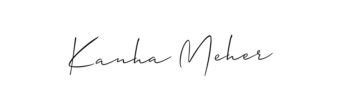 You should practise on your own different ways (Allison_Script) to write your name (Kanha Meher) in signature. don't let someone else do it for you. Kanha Meher signature style 2 images and pictures png