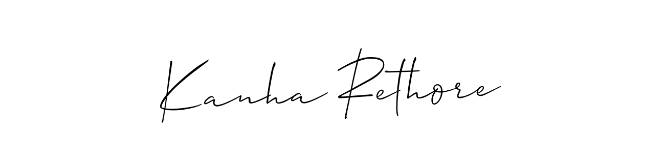 The best way (Allison_Script) to make a short signature is to pick only two or three words in your name. The name Kanha Rethore include a total of six letters. For converting this name. Kanha Rethore signature style 2 images and pictures png