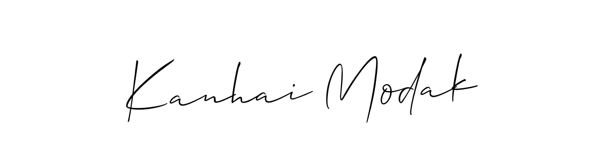 You should practise on your own different ways (Allison_Script) to write your name (Kanhai Modak) in signature. don't let someone else do it for you. Kanhai Modak signature style 2 images and pictures png