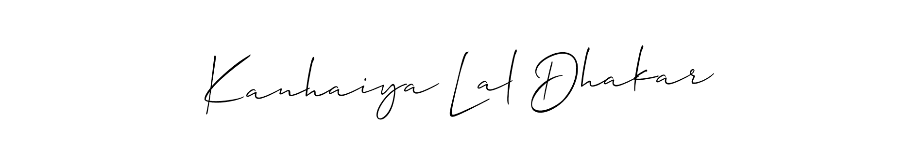 It looks lik you need a new signature style for name Kanhaiya Lal Dhakar. Design unique handwritten (Allison_Script) signature with our free signature maker in just a few clicks. Kanhaiya Lal Dhakar signature style 2 images and pictures png