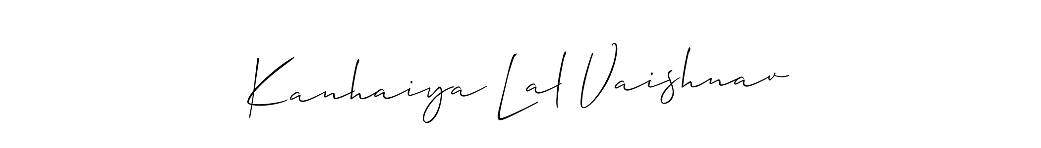 Also You can easily find your signature by using the search form. We will create Kanhaiya Lal Vaishnav name handwritten signature images for you free of cost using Allison_Script sign style. Kanhaiya Lal Vaishnav signature style 2 images and pictures png