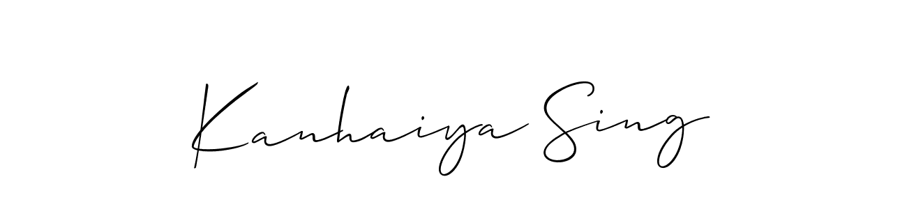 if you are searching for the best signature style for your name Kanhaiya Sing. so please give up your signature search. here we have designed multiple signature styles  using Allison_Script. Kanhaiya Sing signature style 2 images and pictures png