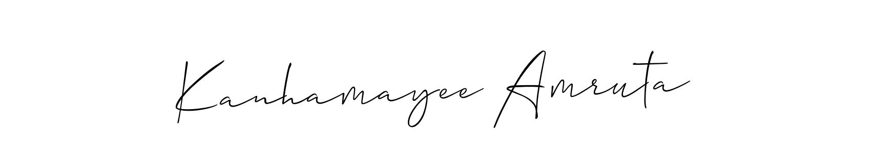 How to Draw Kanhamayee Amruta signature style? Allison_Script is a latest design signature styles for name Kanhamayee Amruta. Kanhamayee Amruta signature style 2 images and pictures png