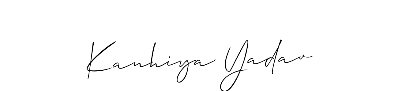 Allison_Script is a professional signature style that is perfect for those who want to add a touch of class to their signature. It is also a great choice for those who want to make their signature more unique. Get Kanhiya Yadav name to fancy signature for free. Kanhiya Yadav signature style 2 images and pictures png
