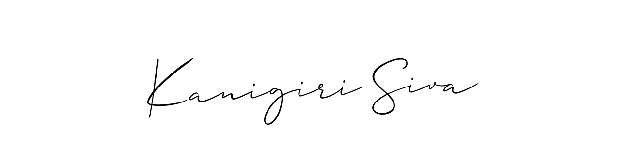 It looks lik you need a new signature style for name Kanigiri Siva. Design unique handwritten (Allison_Script) signature with our free signature maker in just a few clicks. Kanigiri Siva signature style 2 images and pictures png