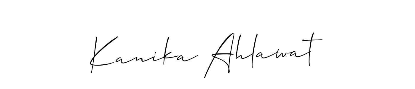 How to make Kanika Ahlawat name signature. Use Allison_Script style for creating short signs online. This is the latest handwritten sign. Kanika Ahlawat signature style 2 images and pictures png
