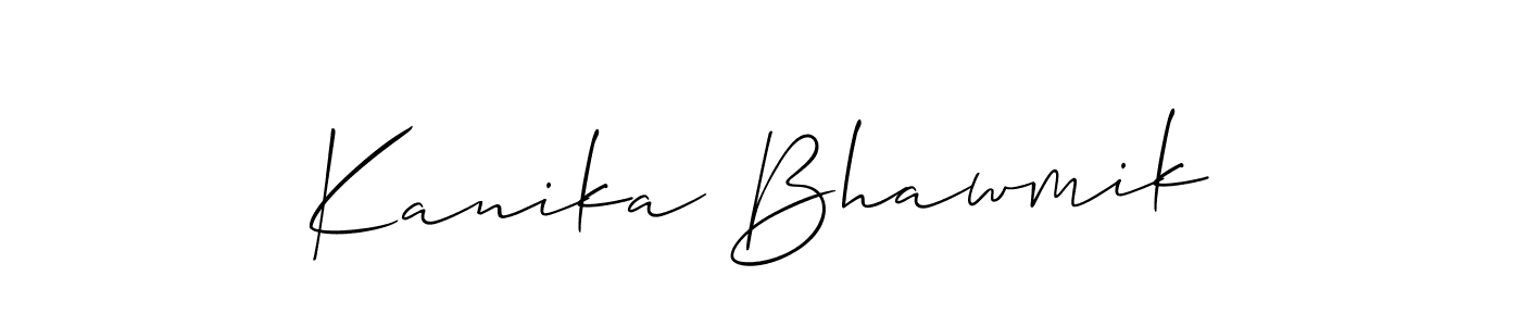 Also we have Kanika Bhawmik name is the best signature style. Create professional handwritten signature collection using Allison_Script autograph style. Kanika Bhawmik signature style 2 images and pictures png