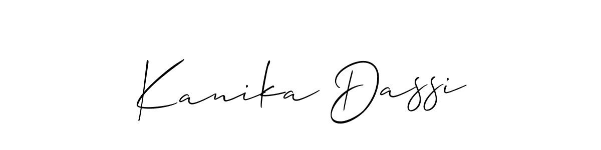 Make a beautiful signature design for name Kanika Dassi. With this signature (Allison_Script) style, you can create a handwritten signature for free. Kanika Dassi signature style 2 images and pictures png