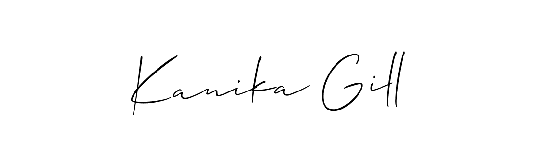 How to make Kanika Gill name signature. Use Allison_Script style for creating short signs online. This is the latest handwritten sign. Kanika Gill signature style 2 images and pictures png