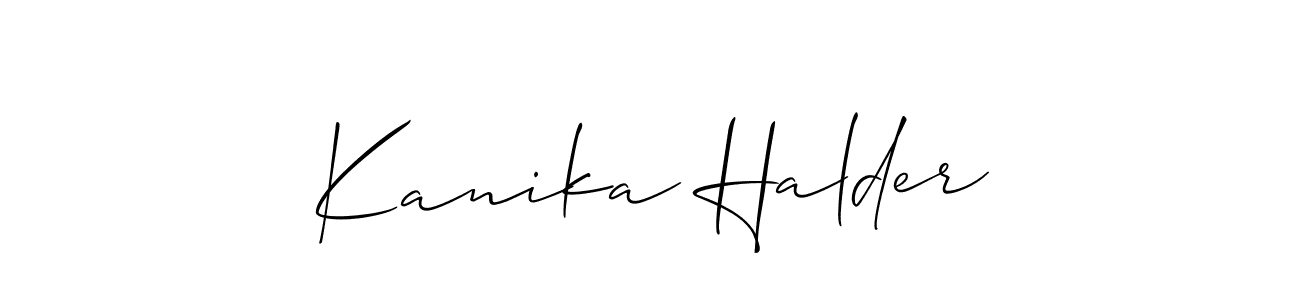 It looks lik you need a new signature style for name Kanika Halder. Design unique handwritten (Allison_Script) signature with our free signature maker in just a few clicks. Kanika Halder signature style 2 images and pictures png