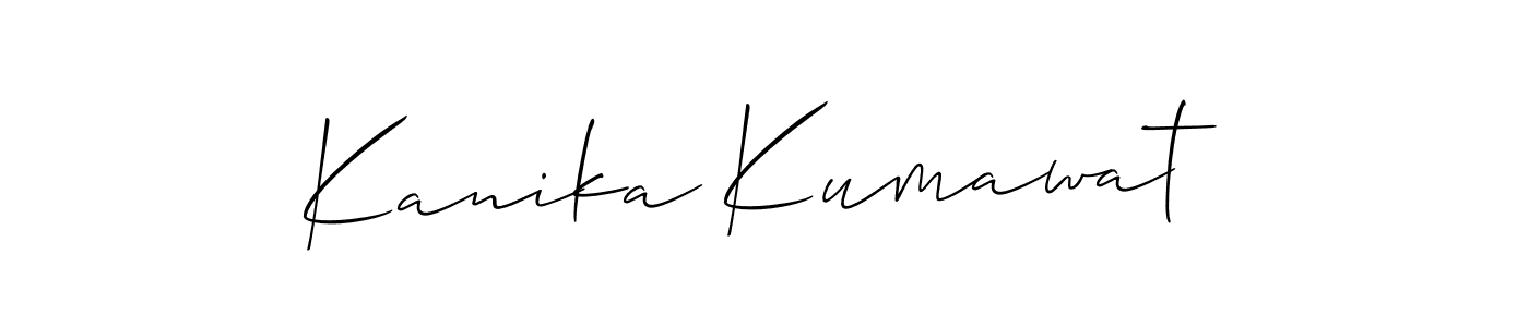 Allison_Script is a professional signature style that is perfect for those who want to add a touch of class to their signature. It is also a great choice for those who want to make their signature more unique. Get Kanika Kumawat name to fancy signature for free. Kanika Kumawat signature style 2 images and pictures png