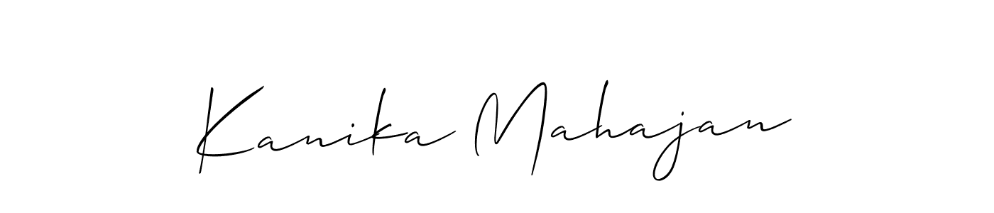 The best way (Allison_Script) to make a short signature is to pick only two or three words in your name. The name Kanika Mahajan include a total of six letters. For converting this name. Kanika Mahajan signature style 2 images and pictures png
