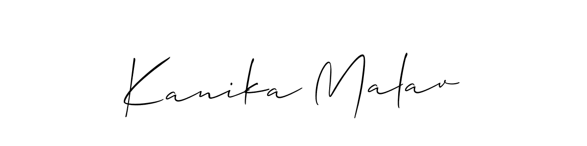 This is the best signature style for the Kanika Malav name. Also you like these signature font (Allison_Script). Mix name signature. Kanika Malav signature style 2 images and pictures png