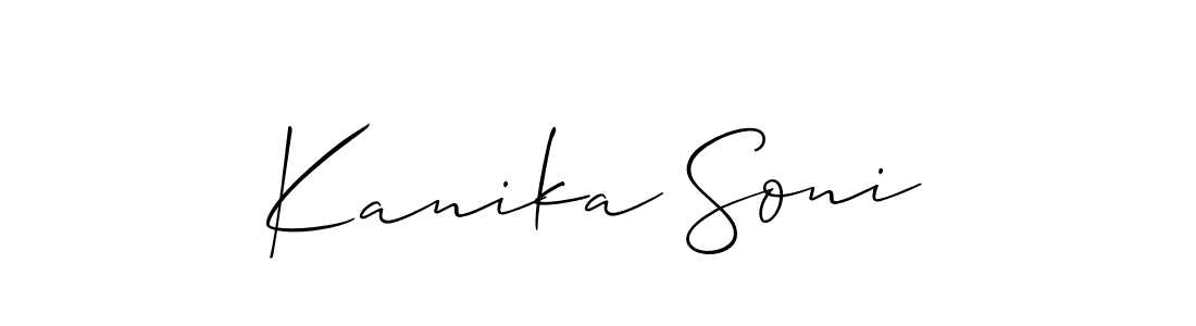 Allison_Script is a professional signature style that is perfect for those who want to add a touch of class to their signature. It is also a great choice for those who want to make their signature more unique. Get Kanika Soni name to fancy signature for free. Kanika Soni signature style 2 images and pictures png