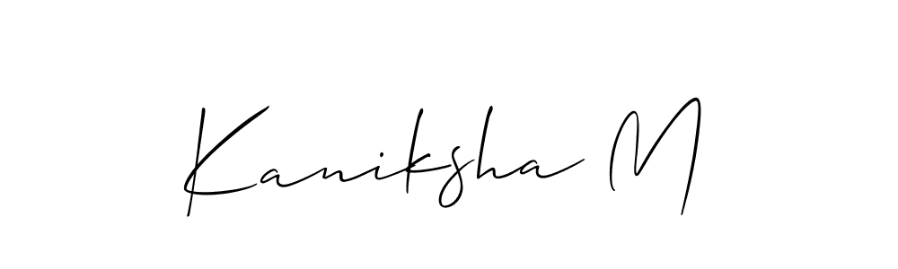 if you are searching for the best signature style for your name Kaniksha M. so please give up your signature search. here we have designed multiple signature styles  using Allison_Script. Kaniksha M signature style 2 images and pictures png