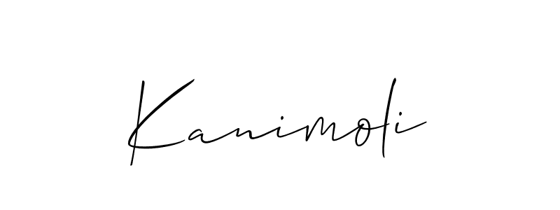 It looks lik you need a new signature style for name Kanimoli. Design unique handwritten (Allison_Script) signature with our free signature maker in just a few clicks. Kanimoli signature style 2 images and pictures png