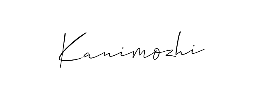 if you are searching for the best signature style for your name Kanimozhi. so please give up your signature search. here we have designed multiple signature styles  using Allison_Script. Kanimozhi signature style 2 images and pictures png