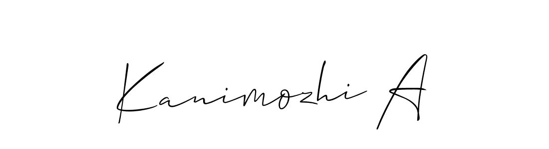 Use a signature maker to create a handwritten signature online. With this signature software, you can design (Allison_Script) your own signature for name Kanimozhi A. Kanimozhi A signature style 2 images and pictures png