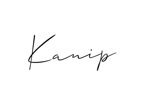Design your own signature with our free online signature maker. With this signature software, you can create a handwritten (Allison_Script) signature for name Kanip. Kanip signature style 2 images and pictures png