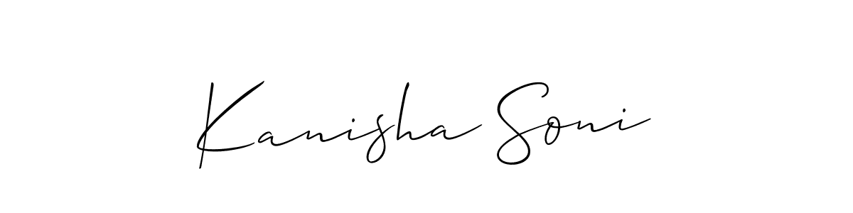 Also You can easily find your signature by using the search form. We will create Kanisha Soni name handwritten signature images for you free of cost using Allison_Script sign style. Kanisha Soni signature style 2 images and pictures png