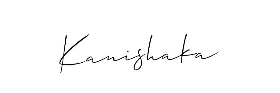 Allison_Script is a professional signature style that is perfect for those who want to add a touch of class to their signature. It is also a great choice for those who want to make their signature more unique. Get Kanishaka name to fancy signature for free. Kanishaka signature style 2 images and pictures png