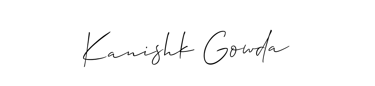 Also we have Kanishk Gowda name is the best signature style. Create professional handwritten signature collection using Allison_Script autograph style. Kanishk Gowda signature style 2 images and pictures png