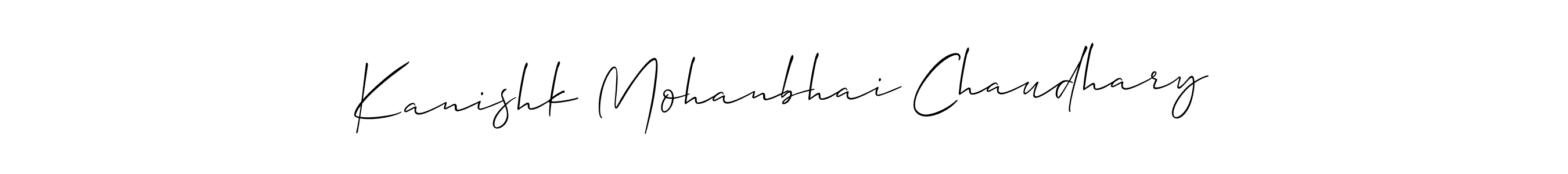 The best way (Allison_Script) to make a short signature is to pick only two or three words in your name. The name Kanishk Mohanbhai Chaudhary include a total of six letters. For converting this name. Kanishk Mohanbhai Chaudhary signature style 2 images and pictures png