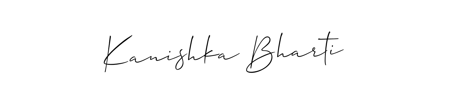 Create a beautiful signature design for name Kanishka Bharti. With this signature (Allison_Script) fonts, you can make a handwritten signature for free. Kanishka Bharti signature style 2 images and pictures png