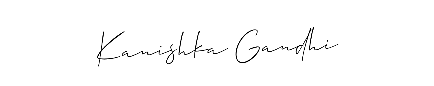 if you are searching for the best signature style for your name Kanishka Gandhi. so please give up your signature search. here we have designed multiple signature styles  using Allison_Script. Kanishka Gandhi signature style 2 images and pictures png