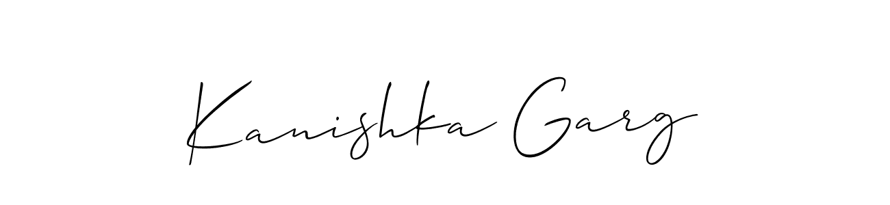 Also You can easily find your signature by using the search form. We will create Kanishka Garg name handwritten signature images for you free of cost using Allison_Script sign style. Kanishka Garg signature style 2 images and pictures png