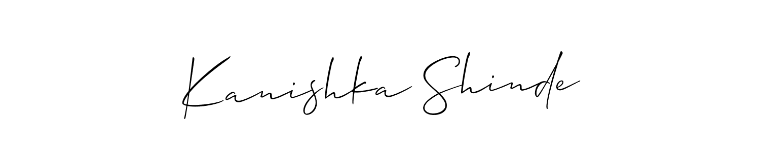 Make a beautiful signature design for name Kanishka Shinde. With this signature (Allison_Script) style, you can create a handwritten signature for free. Kanishka Shinde signature style 2 images and pictures png