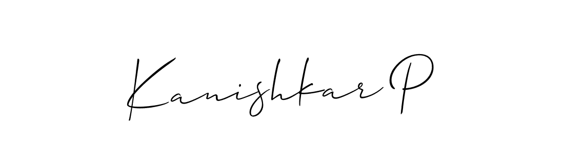 Also we have Kanishkar P name is the best signature style. Create professional handwritten signature collection using Allison_Script autograph style. Kanishkar P signature style 2 images and pictures png
