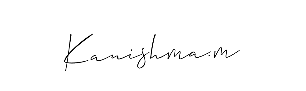 It looks lik you need a new signature style for name Kanishma.m. Design unique handwritten (Allison_Script) signature with our free signature maker in just a few clicks. Kanishma.m signature style 2 images and pictures png