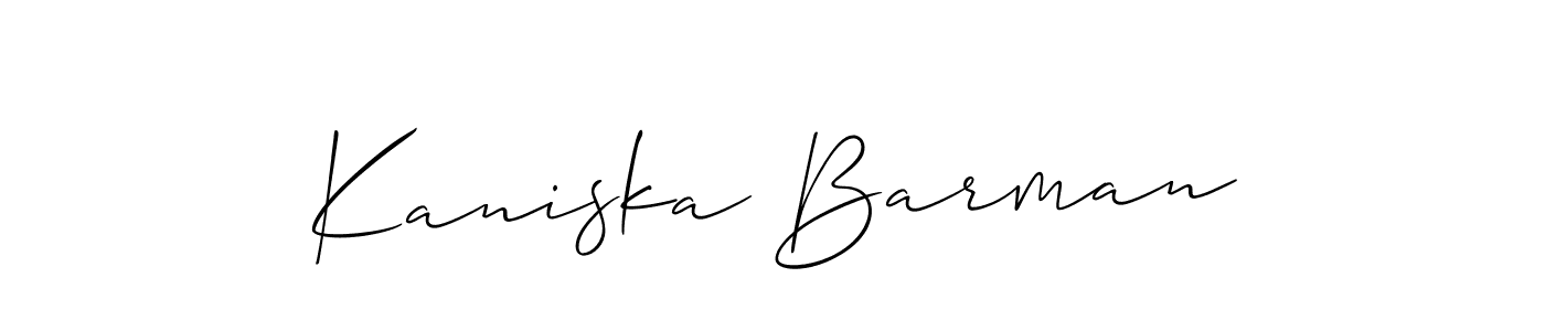 How to make Kaniska Barman name signature. Use Allison_Script style for creating short signs online. This is the latest handwritten sign. Kaniska Barman signature style 2 images and pictures png