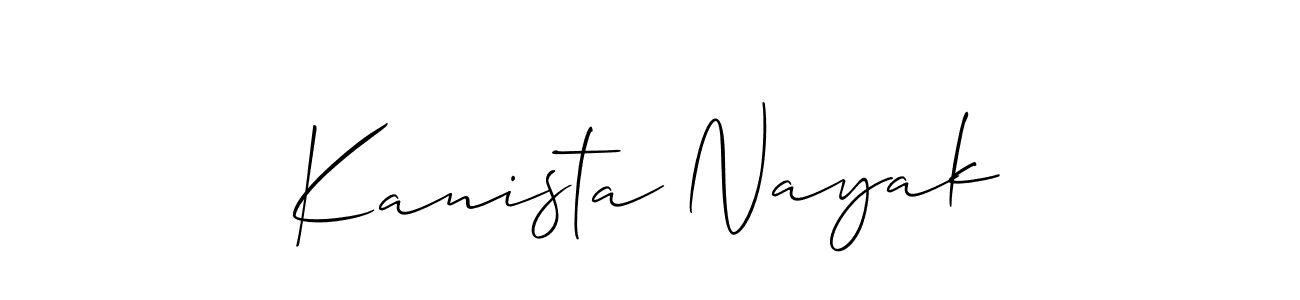 It looks lik you need a new signature style for name Kanista Nayak. Design unique handwritten (Allison_Script) signature with our free signature maker in just a few clicks. Kanista Nayak signature style 2 images and pictures png