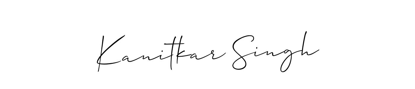 The best way (Allison_Script) to make a short signature is to pick only two or three words in your name. The name Kanitkar Singh include a total of six letters. For converting this name. Kanitkar Singh signature style 2 images and pictures png