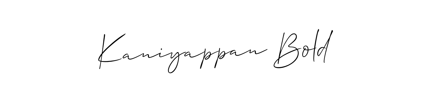 Also we have Kaniyappan Bold name is the best signature style. Create professional handwritten signature collection using Allison_Script autograph style. Kaniyappan Bold signature style 2 images and pictures png