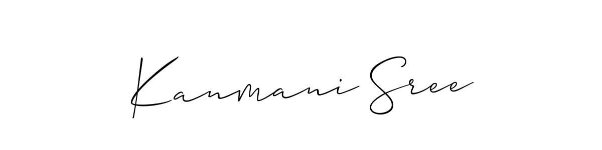 The best way (Allison_Script) to make a short signature is to pick only two or three words in your name. The name Kanmani Sree include a total of six letters. For converting this name. Kanmani Sree signature style 2 images and pictures png