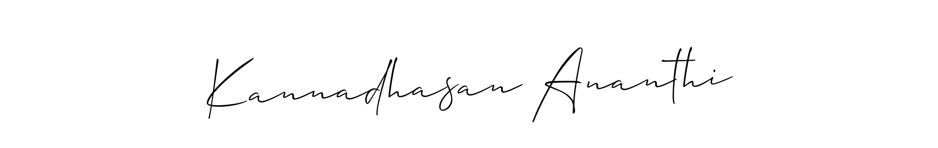 Also You can easily find your signature by using the search form. We will create Kannadhasan Ananthi name handwritten signature images for you free of cost using Allison_Script sign style. Kannadhasan Ananthi signature style 2 images and pictures png