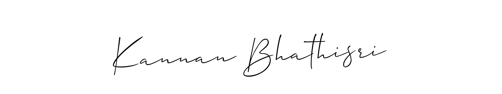 Create a beautiful signature design for name Kannan Bhathisri. With this signature (Allison_Script) fonts, you can make a handwritten signature for free. Kannan Bhathisri signature style 2 images and pictures png