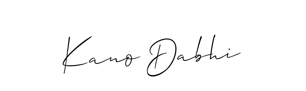 Use a signature maker to create a handwritten signature online. With this signature software, you can design (Allison_Script) your own signature for name Kano Dabhi. Kano Dabhi signature style 2 images and pictures png