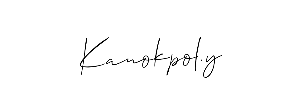 The best way (Allison_Script) to make a short signature is to pick only two or three words in your name. The name Kanokpol.y include a total of six letters. For converting this name. Kanokpol.y signature style 2 images and pictures png