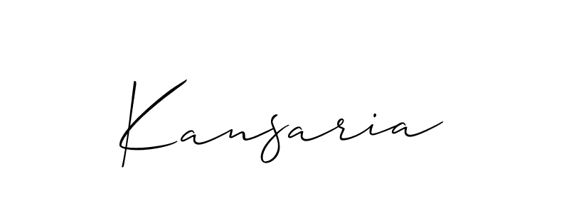 Use a signature maker to create a handwritten signature online. With this signature software, you can design (Allison_Script) your own signature for name Kansaria. Kansaria signature style 2 images and pictures png