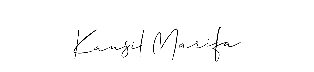 See photos of Kansil Marifa official signature by Spectra . Check more albums & portfolios. Read reviews & check more about Allison_Script font. Kansil Marifa signature style 2 images and pictures png