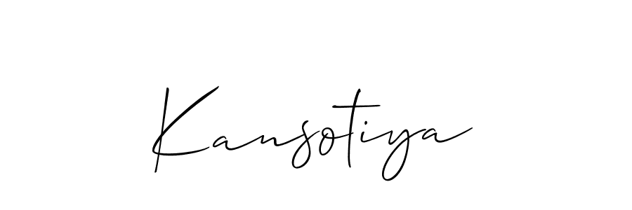 Also we have Kansotiya name is the best signature style. Create professional handwritten signature collection using Allison_Script autograph style. Kansotiya signature style 2 images and pictures png