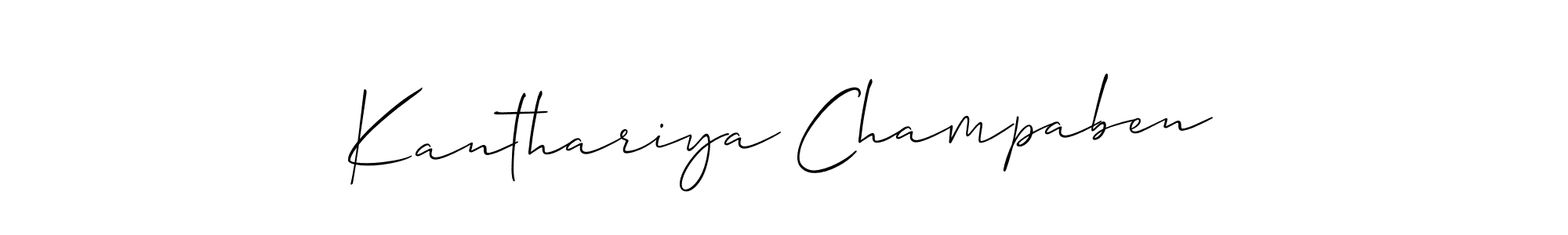 The best way (Allison_Script) to make a short signature is to pick only two or three words in your name. The name Kanthariya Champaben include a total of six letters. For converting this name. Kanthariya Champaben signature style 2 images and pictures png