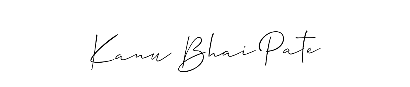The best way (Allison_Script) to make a short signature is to pick only two or three words in your name. The name Kanu Bhai Pate include a total of six letters. For converting this name. Kanu Bhai Pate signature style 2 images and pictures png