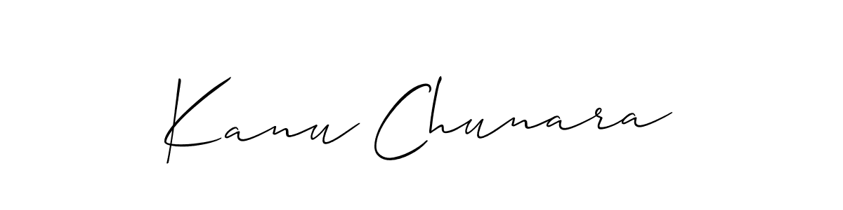 Make a beautiful signature design for name Kanu Chunara. With this signature (Allison_Script) style, you can create a handwritten signature for free. Kanu Chunara signature style 2 images and pictures png