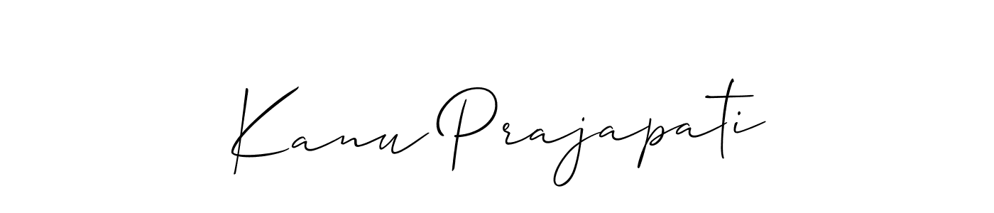 How to make Kanu Prajapati signature? Allison_Script is a professional autograph style. Create handwritten signature for Kanu Prajapati name. Kanu Prajapati signature style 2 images and pictures png