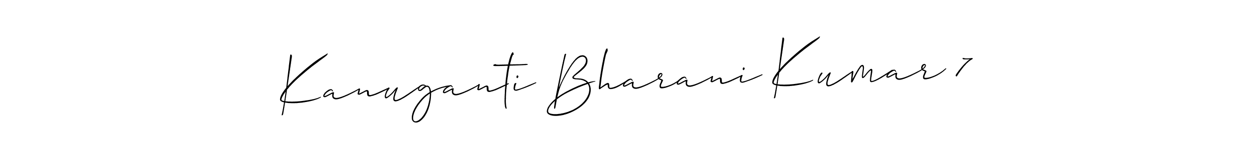 Allison_Script is a professional signature style that is perfect for those who want to add a touch of class to their signature. It is also a great choice for those who want to make their signature more unique. Get Kanuganti Bharani Kumar 7 name to fancy signature for free. Kanuganti Bharani Kumar 7 signature style 2 images and pictures png